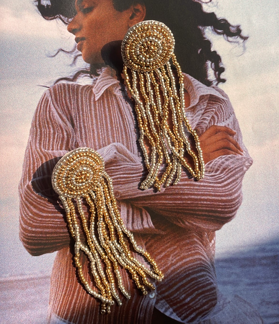 Wajah Gold Silver Danglers