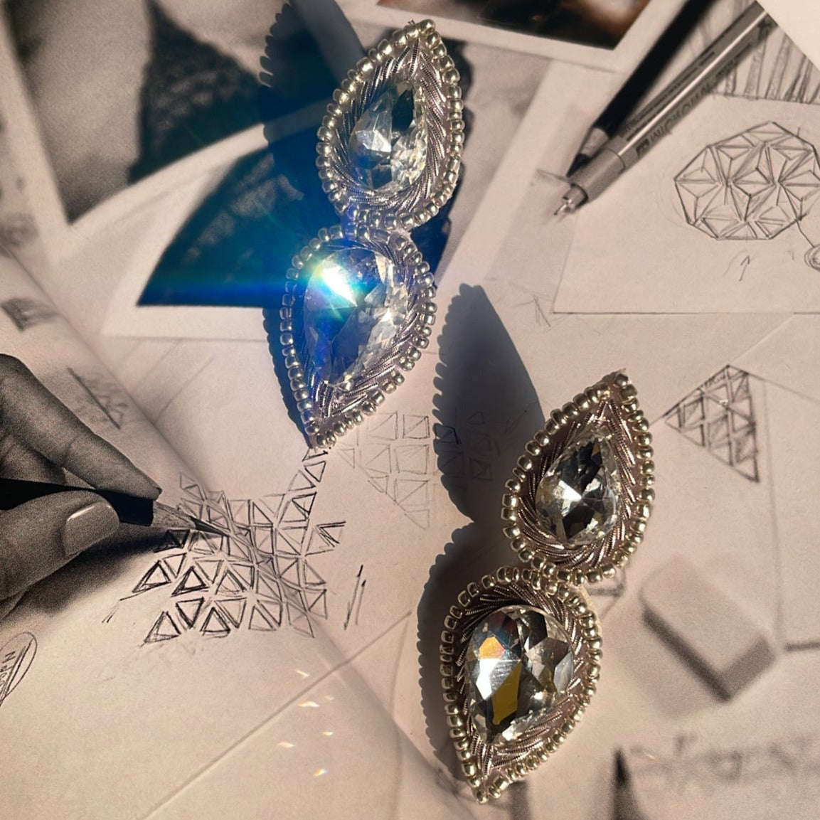 Dimsu Crystal Silver Earrings