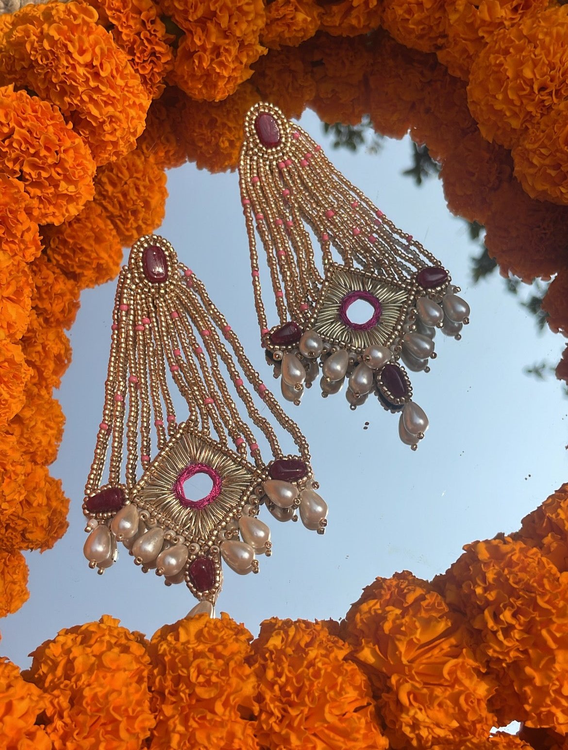 Red Golden Earrings