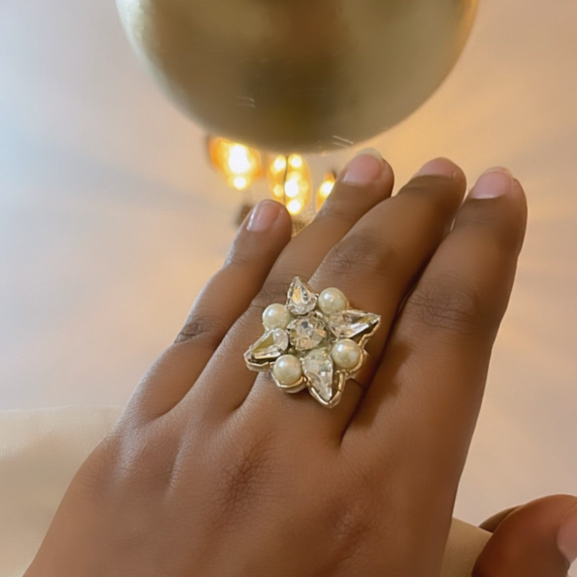 Prasoon Crystal Pearl Ring