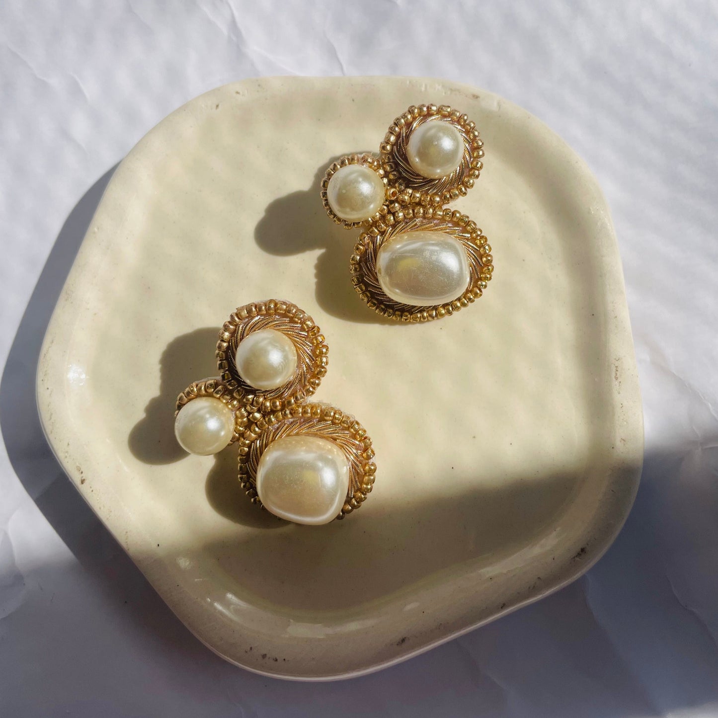 Aza Pearl Golden Earrings