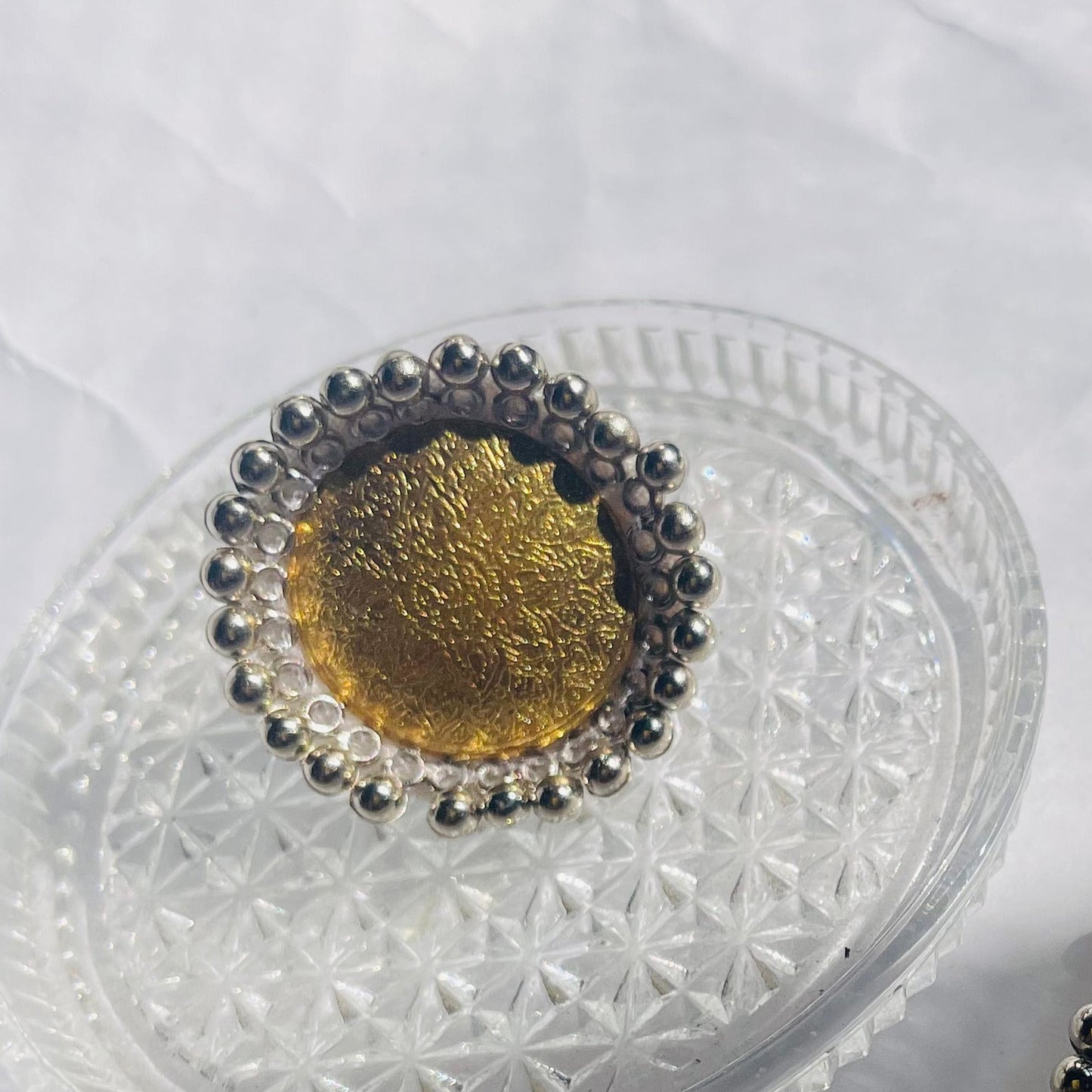 Gold Silver Ghungru Ring