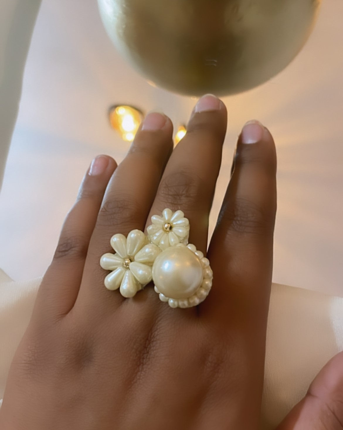 Three Flower Cocktail Ring