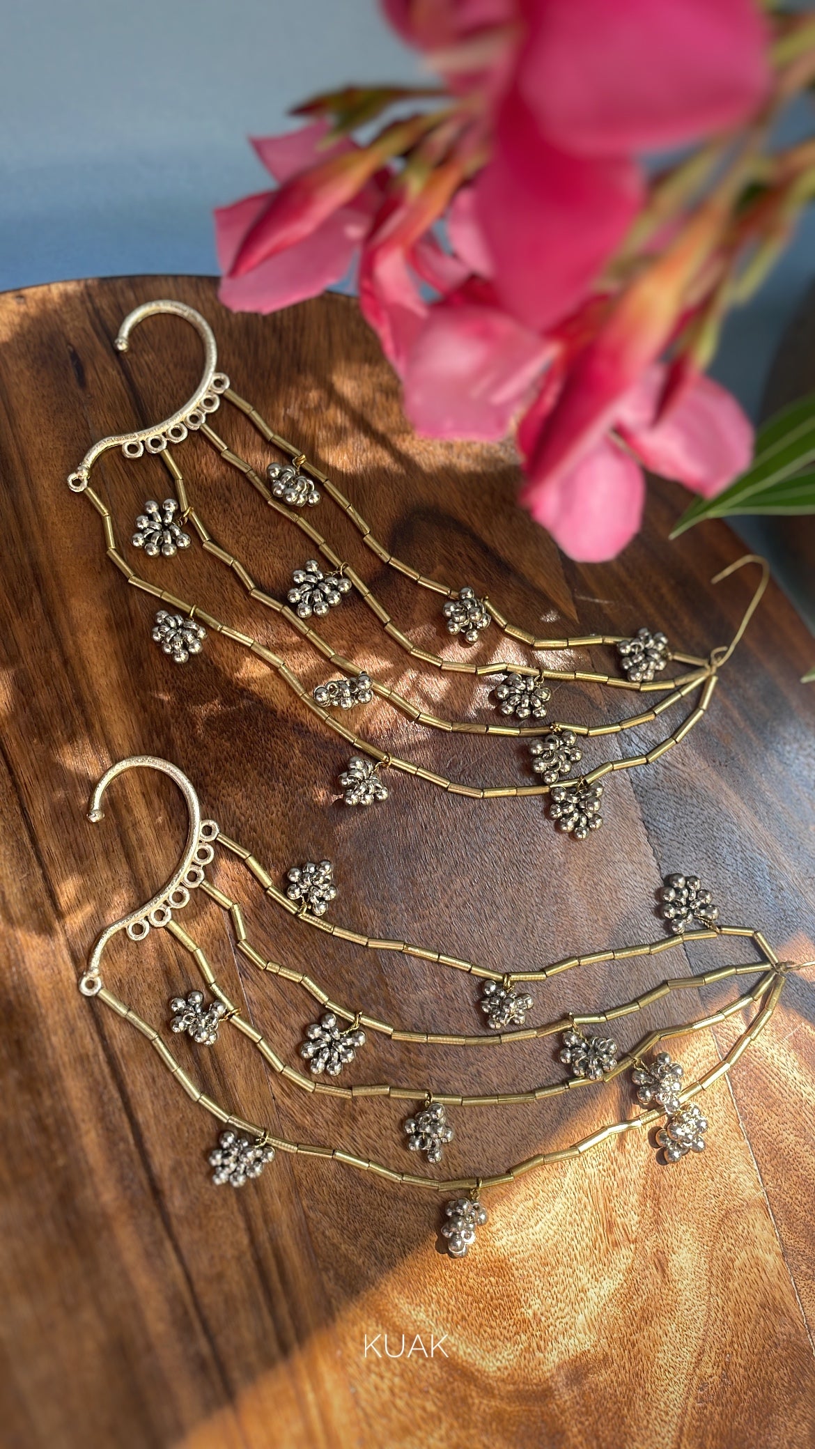 Earrings with Ghungru Hair Extension