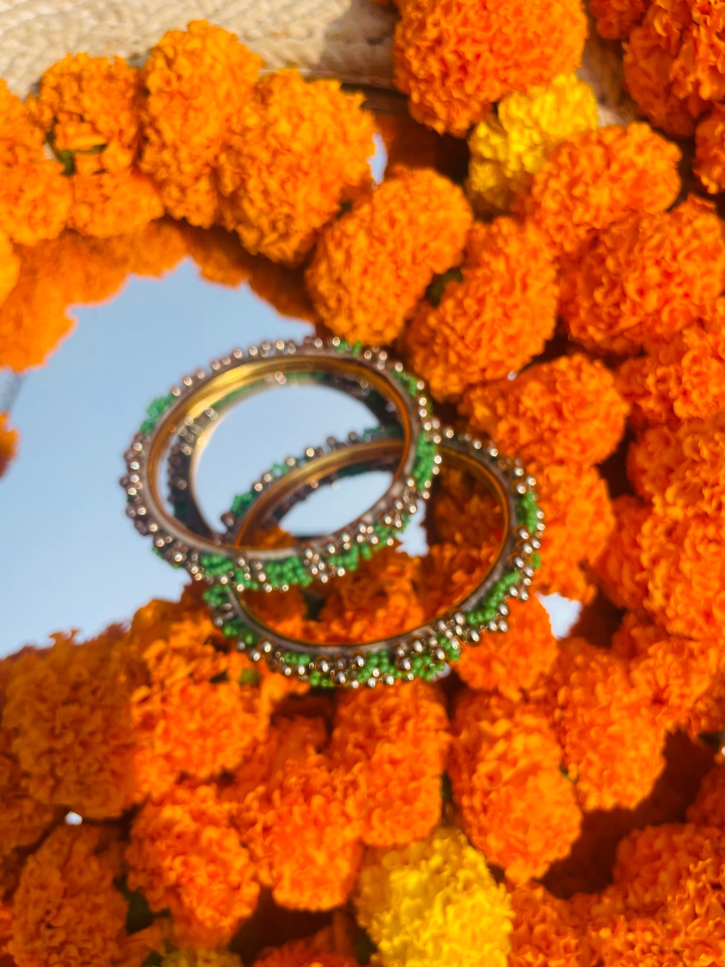 Green Ghungru Bangle Set