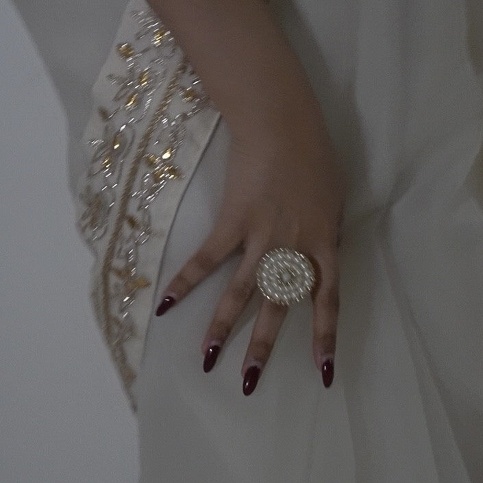 Ruh Pearl Golden Cocktail Ring