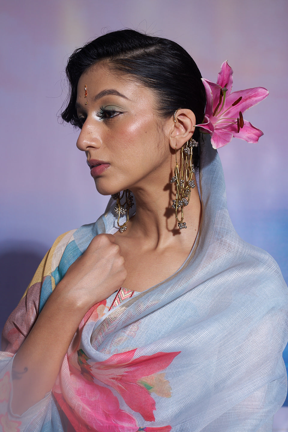 Earrings with Ghungru Hair Extension