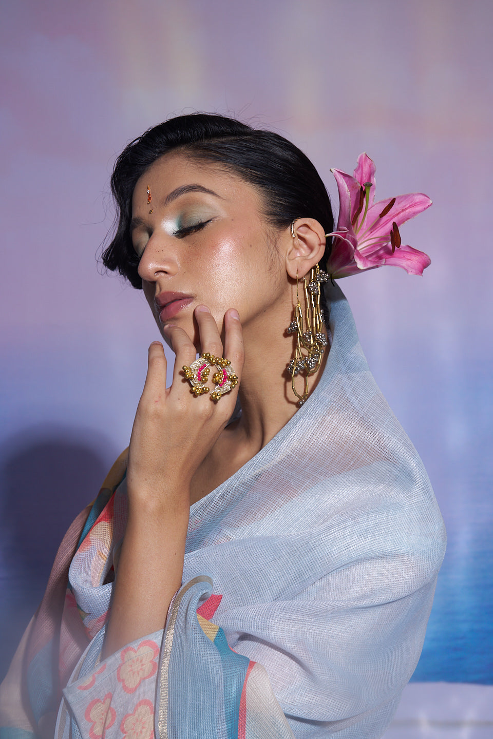 Earrings with Ghungru Hair Extension