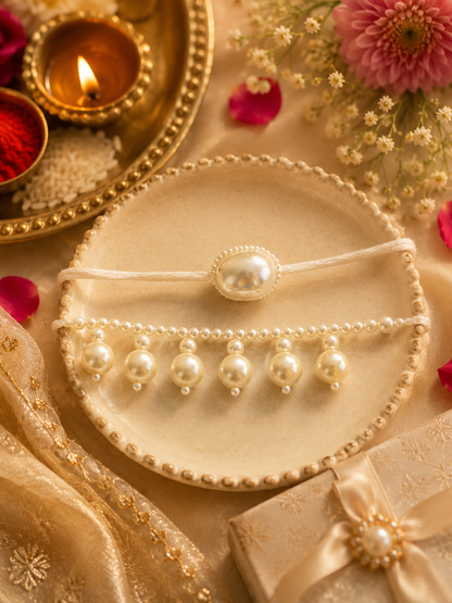 Pearl Rakhi & Lumba set