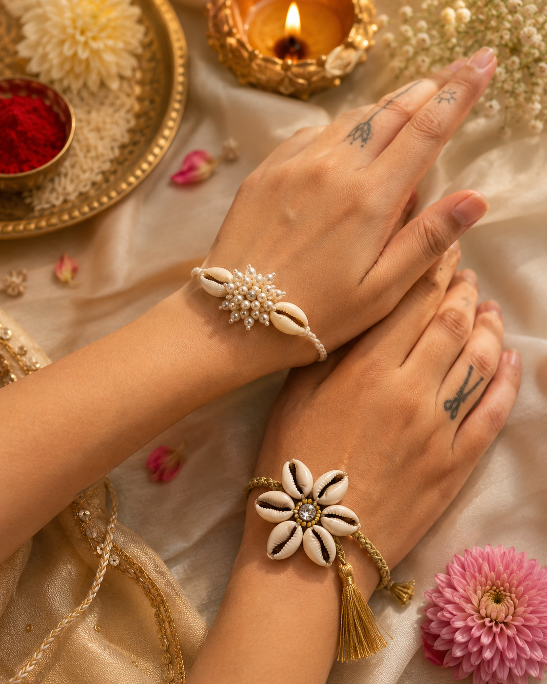Shell Rakhi & Lumba set