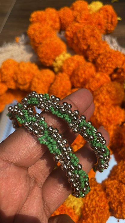 Green Ghungru Bangle Set