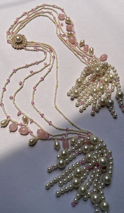 Pearl Hanging Earrings with Hair Extension