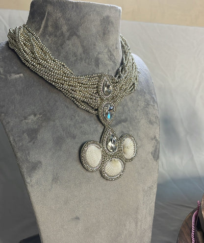Shell Silver Beads Necklace