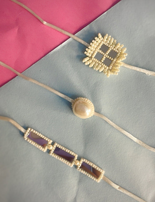 Mirror Pearl Rakhi Set