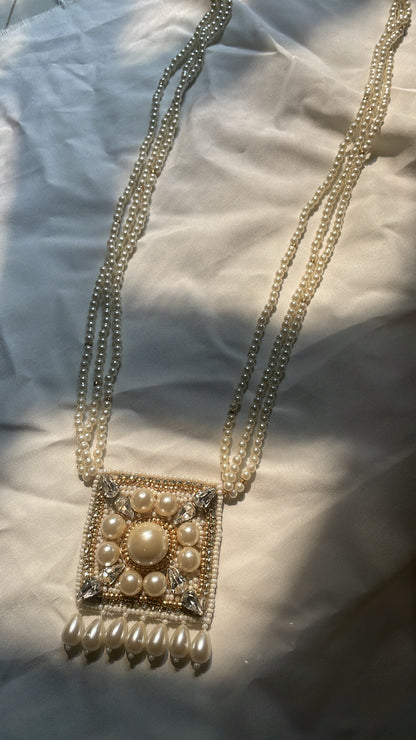 Crystal Pearl Long Necklace
