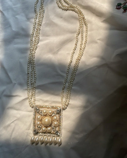 Crystal Pearl Long Necklace