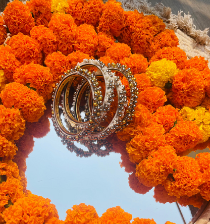 Dual Tone Ghungru Bangle Set