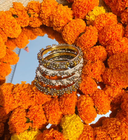 Dual Tone Ghungru Bangle Set