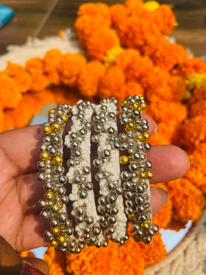 Dual Tone Ghungru Bangle Set