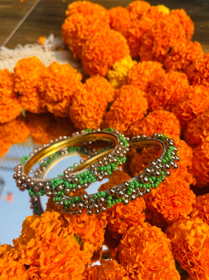 Green Ghungru Bangle Set