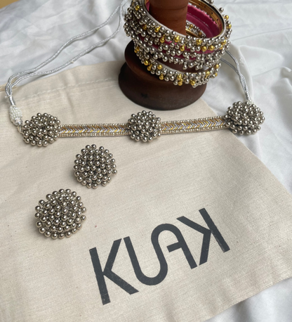 Ghungroo Silver Gold Choker