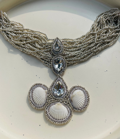 Shell Silver Beads Necklace