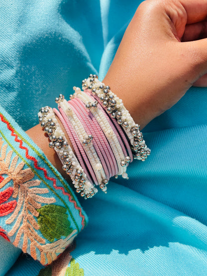 Pearl Ghungru Bangle Set