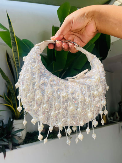 white Pearl Potli