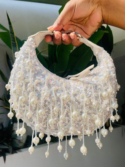 white Pearl Potli