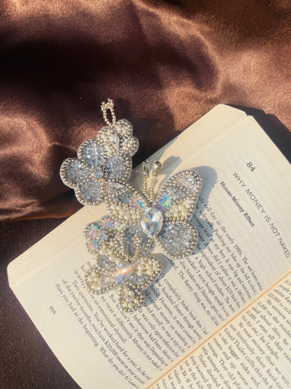 Three butterfly Crystal Brooch