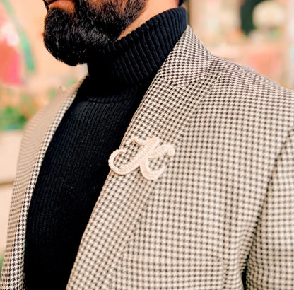 Initial Cursive Letter Brooches