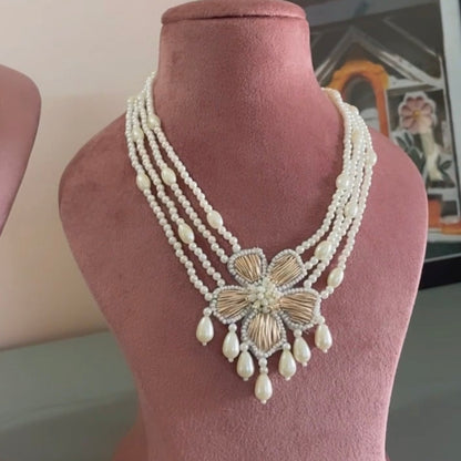 Golden Flower Long Necklace