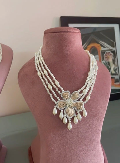 Golden Flower Long Necklace