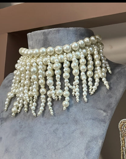 Hanging Pearl statement Bracelet cum Necklace