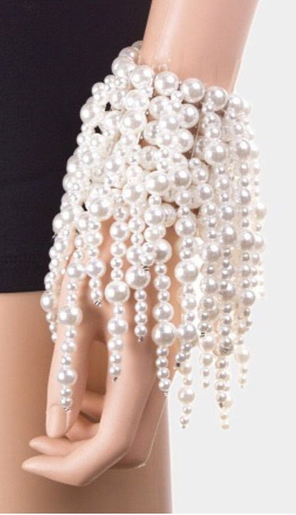Hanging Pearl statement Bracelet cum Necklace