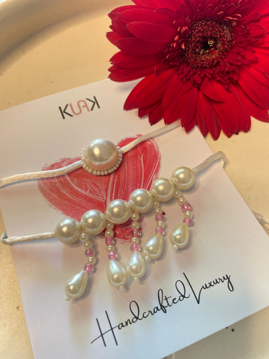 Pearl baby pink Rakhi Lumba Set