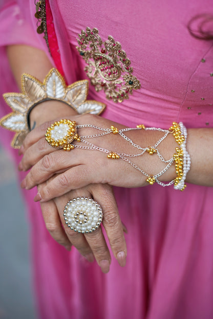 Ruh Pearl Golden Cocktail Ring