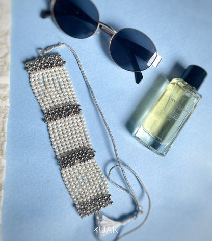 Silver Pearl Choker Necklace