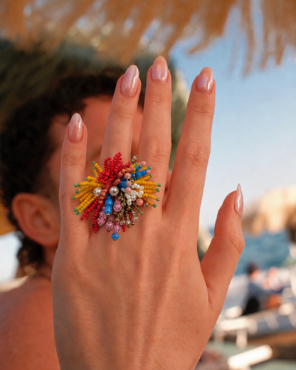 Multicolor cocktail ring