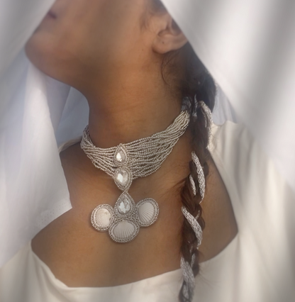Shell Silver Beads Necklace