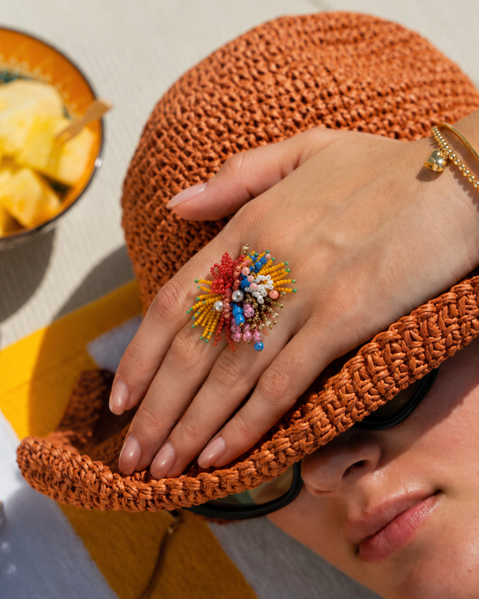 Multicolor cocktail ring