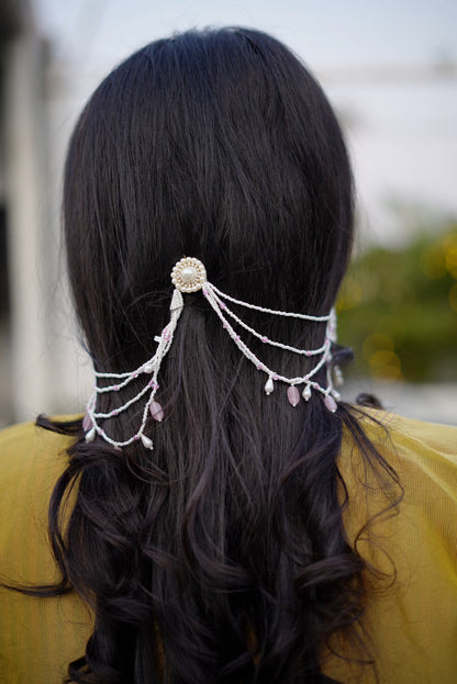 Pearl Hanging Earrings with Hair Extension